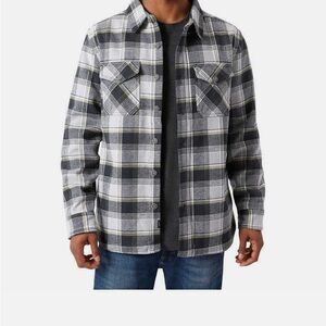 Lee Men’s Flannel Shirt Jacket with Thermal Lining, Gray, Large
